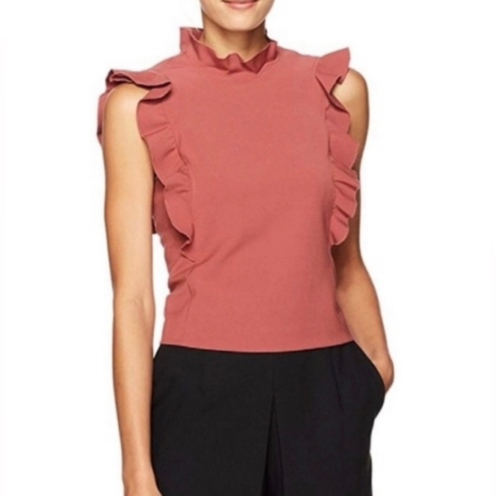 Rebecca Taylor cropped ruffle sz-2. Color luppstick or dusty rose.